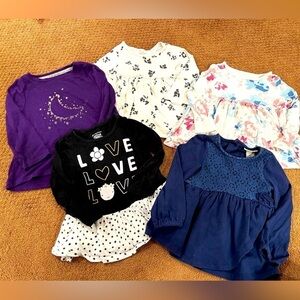 Bundle of 5 Girls Long Sleeve Baby Doll Tops Size 18 Months